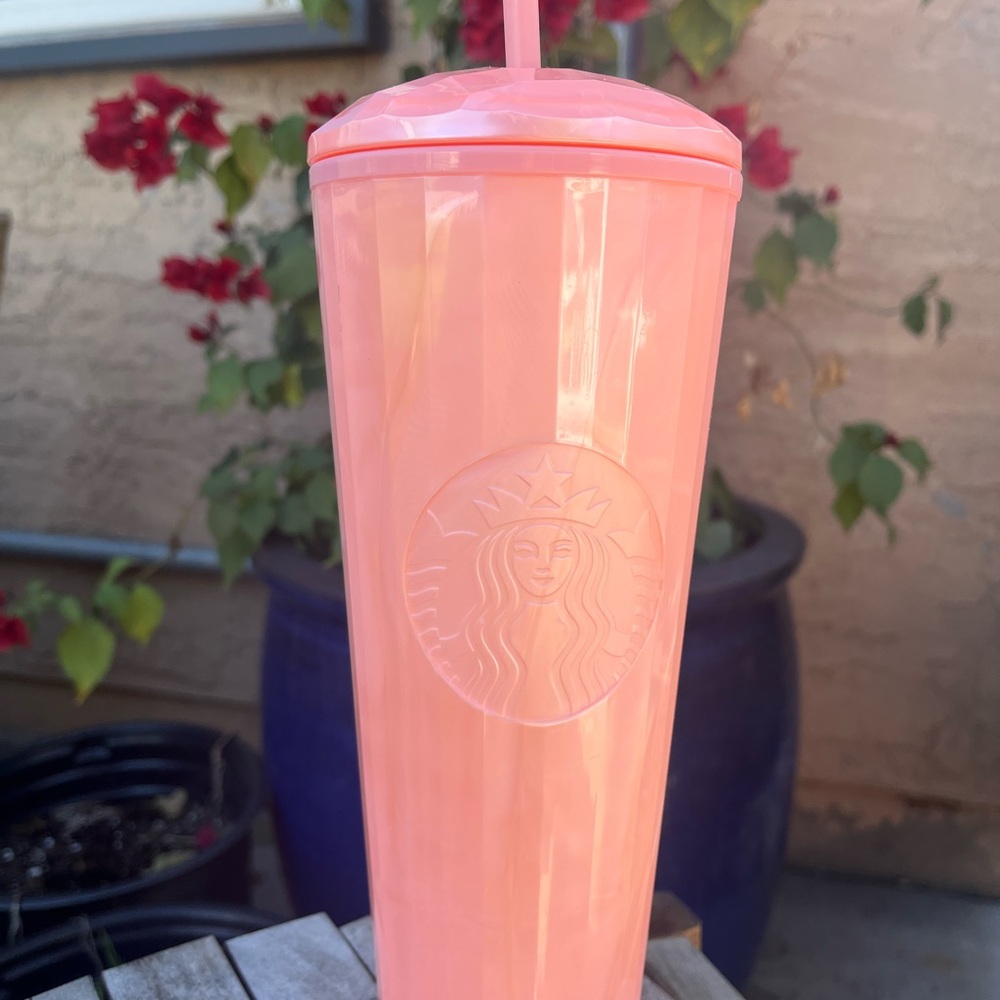 Starbucks Pearl Pink Marble Tumbler with Lid and Straw